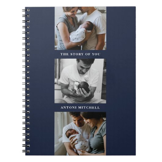 Triptych 3-モダンPhoto Collage Journal - Navy ノートブック (正面)