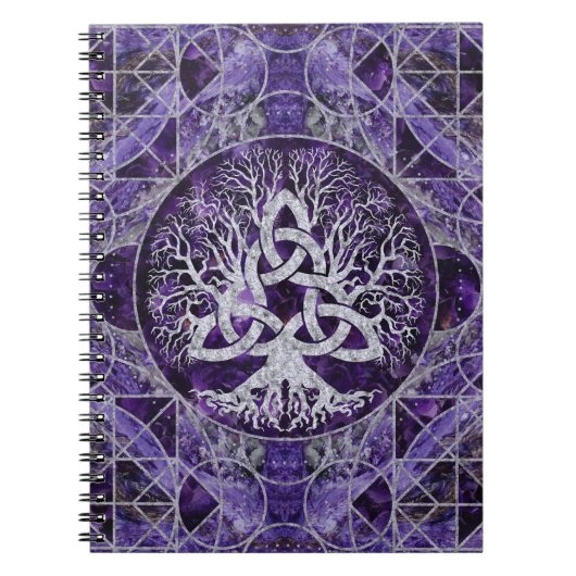 Triquetraのアメジストおよび銀との生命の樹 ノートブック (正面)