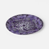 Triquetraのアメジストおよび銀との生命の樹 ペーパープレート (アングル)