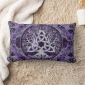 Triquetraのアメジストおよび銀との生命の樹 ランバークッション (ブランケット)