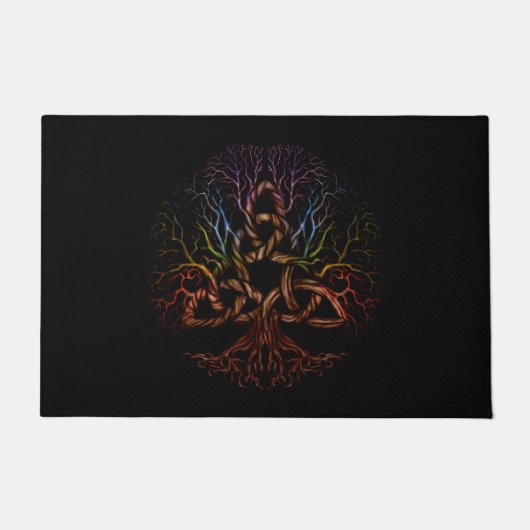 Triquetraのカラフルな生命の樹 ドアマット (正面)