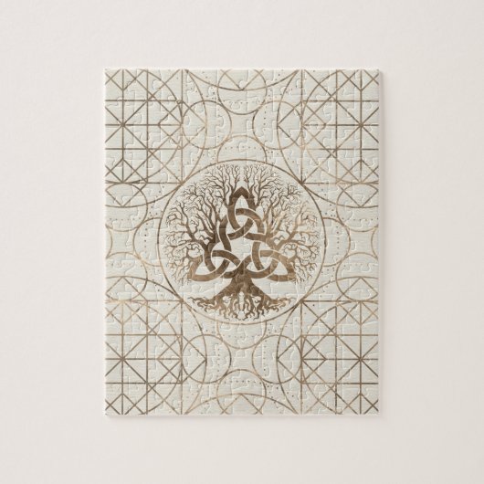 - Triquetraのパステルの金ゴールドのYggdrasil生命の樹 ジグソーパズル (縦)