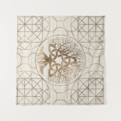 - Triquetraのパステルの金ゴールドのYggdrasil生命の樹 タペストリー (正面(横))