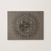 Triquetraのベージュ革および金ゴールドの生命の樹 ジグソーパズル (横)