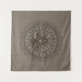 Triquetraのベージュ革および金ゴールドの生命の樹 タペストリー (正面(横))