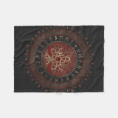 Triquetraの黒く赤い革との生命の樹 フリースブランケット (正面(横))