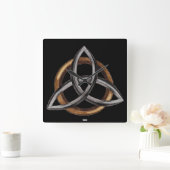 Triquetra (ブラウンか銀) スクエア壁時計 (ホーム)