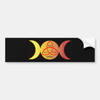triquetra 2の黒い背景の三重の月 バンパーステッカー