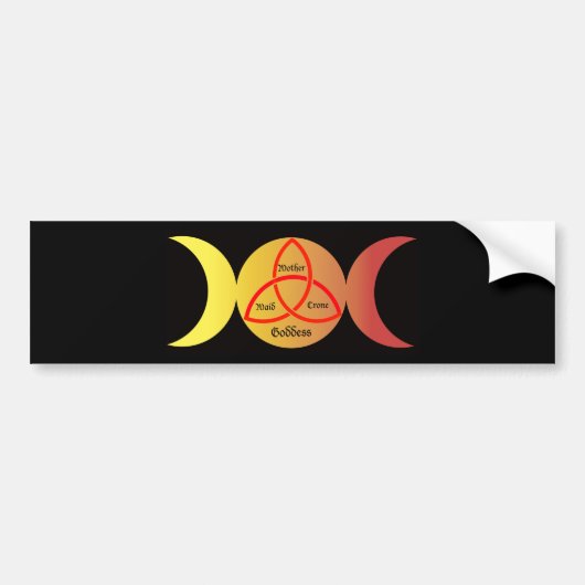 triquetra 2の黒い背景の三重の月 バンパーステッカー (正面)