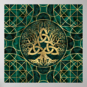 Triquetra Malachiteと金ゴールドとの生活の木 ポスター (正面)