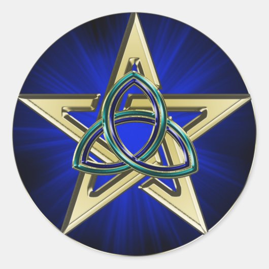 Triquetra Pentagramステッカー ラウンドシール (正面)