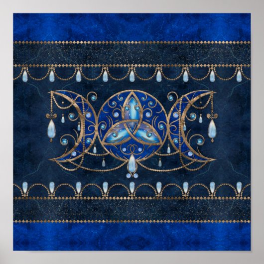 Triquetra Triple Moon Ornament with Moonstone ポスター (正面)