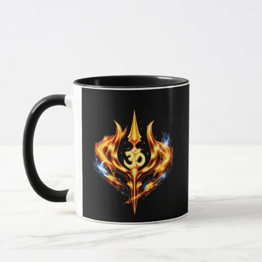 Trishul Om Power Core Spiritual Symbol マグカップ (左)