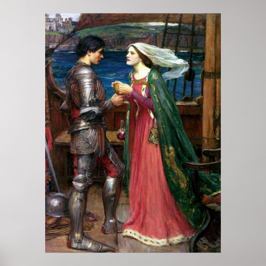 Tristan and Isolde by John William Waterhouse ポスター (正面)