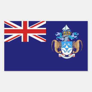 Tristan de Cunha Flag。 イギリス、イギリスの海外 長方形シール