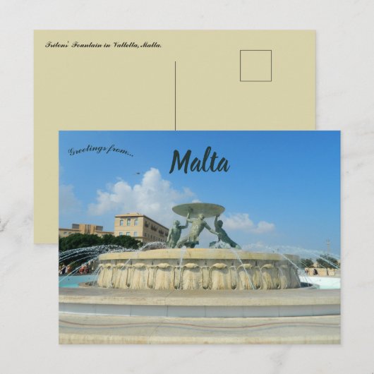 Tritons Fountain in Valletta Malta ポストカード (正面/裏面)
