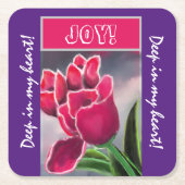 Trivetギフトフローラデザイン、パーソナライズタイポグラフィ スクエアペーパーコースター (正面)