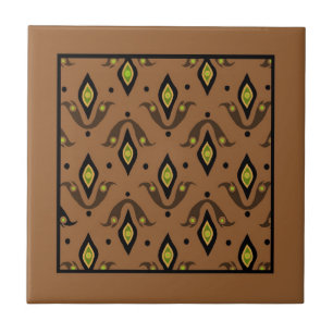 Trivet、Brown、Black、金ゴールドフルーアde Lys Pattern タイル