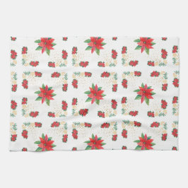 Trivet Christmas Holiday Red Poinsettia and Gold キッチンタオル