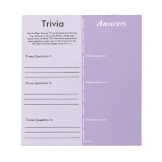 Triviaパーティーゲーカスタムム – 質問と回答 ノートパッド