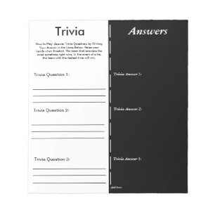 Triviaパーティーゲーカスタムム – 質問と回答 ノートパッド