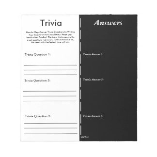 Triviaパーティーゲーカスタムム – 質問と回答 ノートパッド