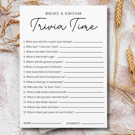 Trivia Game For Bride And Groom Bridal Shower Game 招待状