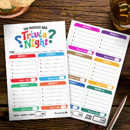 Trivia gaming 50 questions answer sheets チラシ