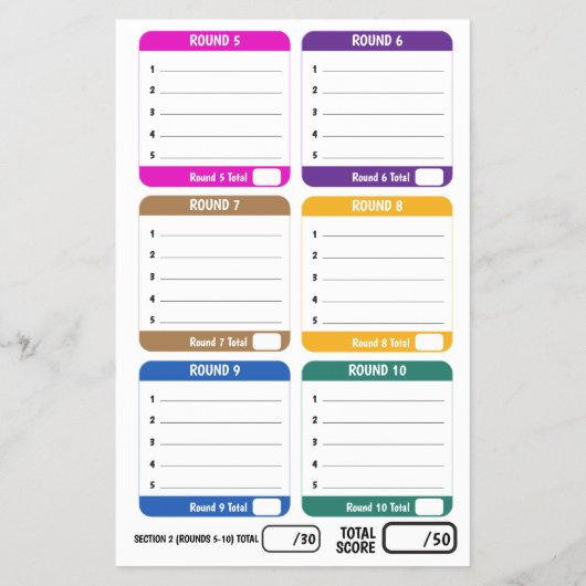 Trivia gaming 50 questions answer sheets チラシ (裏面)