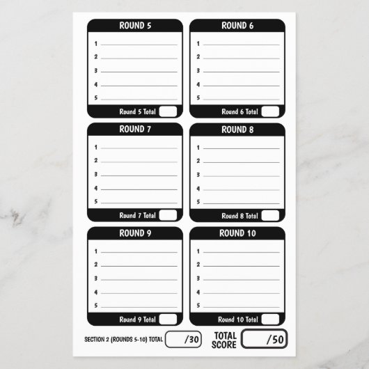 Trivia gaming 50 questions answer sheets mono チラシ (裏面)