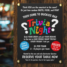 Trivia Night game night colorful fun quiz  ポスター
