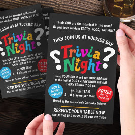 Trivia Night game night colorful quiz promotional チラシ