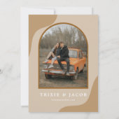 TRIXIEベージュタイペレトロアーチ写真ボホ結婚ズ 招待状 (裏面)