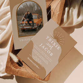 TRIXIEベージュタイペレトロアーチ写真ボホ結婚ズ 招待状