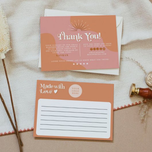 TRIXIEレトロオレンジピンク70sビジネスサンキュー 招待状