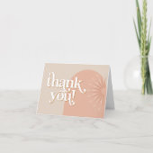 TRIXIEレトログルーヴィピンク&ベージュ日が差すこと サンキューカード (正面)