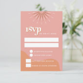 TRIXIEレトロピンクとオレンジ70のRSVPポストカード 招待状 (スタンド正面)