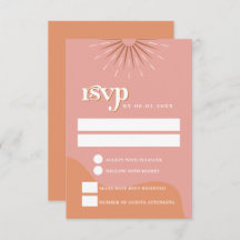 TRIXIEレトロピンクとオレンジ70のRSVPポストカード