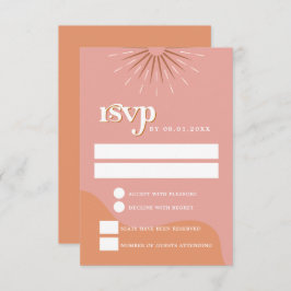 TRIXIEレトロピンクとオレンジ70のRSVPポストカード 招待状