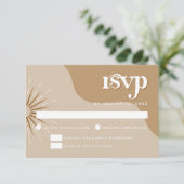 TRIXIEレトロベージュ70のテーマの結婚式RSVPカード 招待状 (スタンド正面)