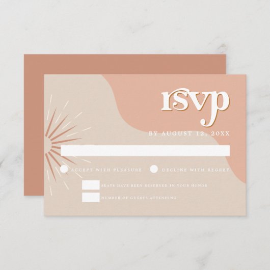 TRIXIEレトロ赤面70のテーマの結婚式RSVPカード 招待状 (正面/裏面)