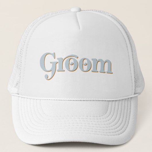 TRIXIEレトロ70のテーマの青とオレンジの新郎 キャップ (正面)