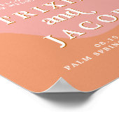 TRIXIEレトロ70のピンクとオレンジ結婚の歓迎 ポスター (角)