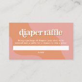 TRIXIEレトロ70のピンク&オレンジおむつラッフルカード プレイスカード (正面)