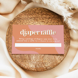 TRIXIEレトロ70のピンク&オレンジおむつラッフルカード プレイスカード