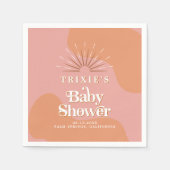 TRIXIEレトロ70のGroovyピンクオレンジ赤ちゃんシャワー スタンダードカクテルナプキン (正面)