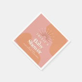 TRIXIEレトロ70のGroovyピンクオレンジ赤ちゃんシャワー スタンダードカクテルナプキン (角)