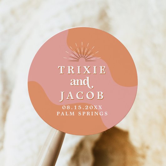 TRIXIEレトロ70のGroovy PinkとOrange 結婚's ラウンドシール