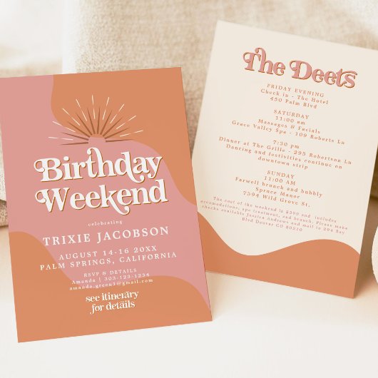 TRIXIEレトロ70ズディスコピンク誕生日週末 招待状