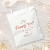 TRIXIEレトロ70ズピンク&オレンジ結婚式の引き出物バッグ フェイバーバッグ (クリップ留めされた状態)